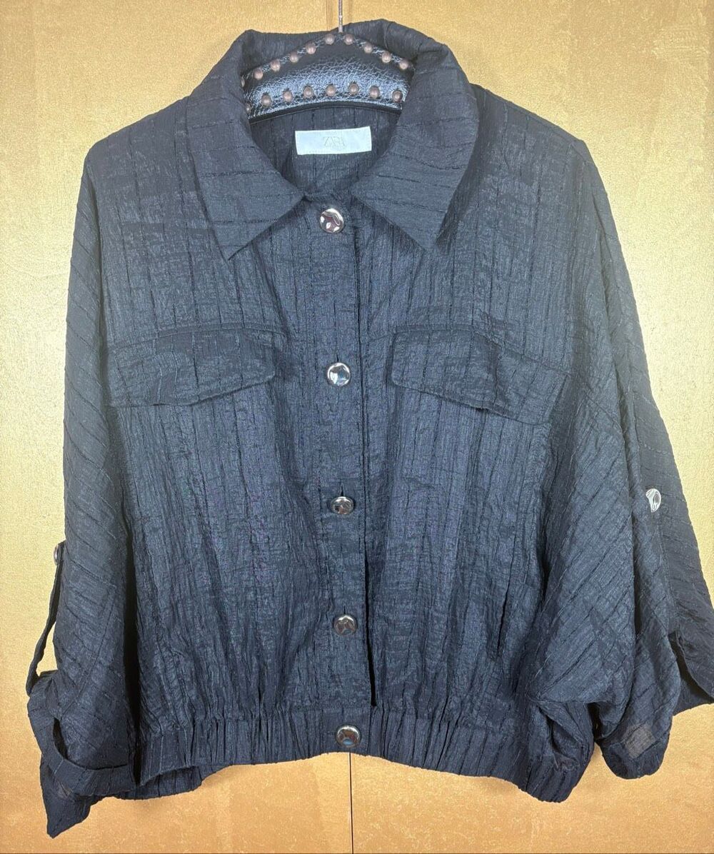 Zara safari roll up sleeve blouse size L